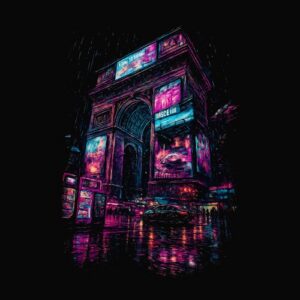 Cyberpunk Arc de Triumph remasteurisé