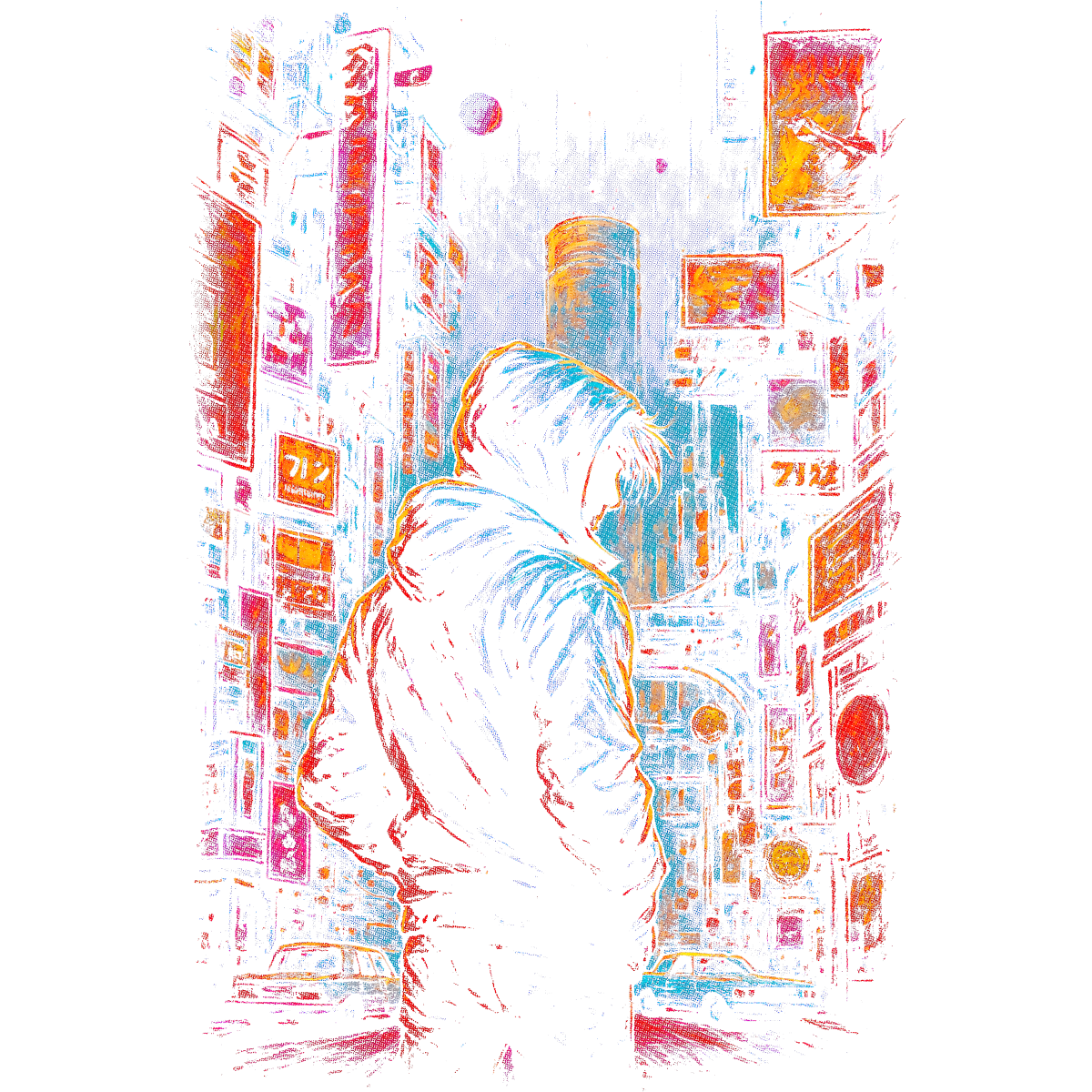 Cyberpunk Downtown promenade
