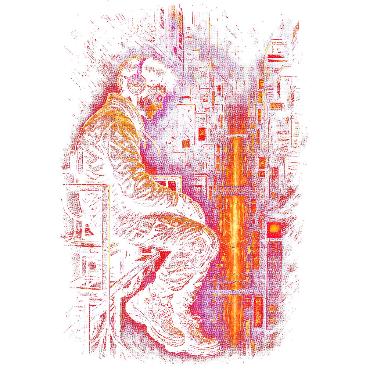 Cyberpunk seul dans la ville