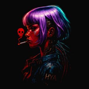 Cyberpunk Skull Smoking