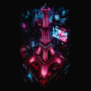 Cyberpunk Tour Eiffel Hallucinogène