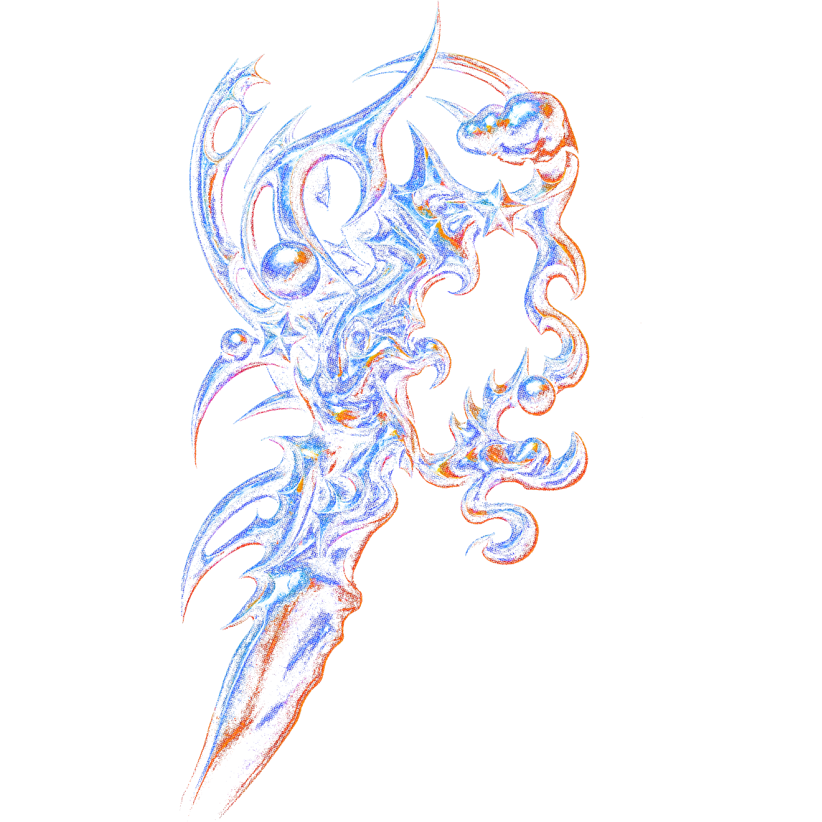 Dessin abstrait avec formes étoilées