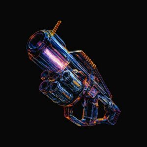 Dessin stylisé pistolet futuriste coloré