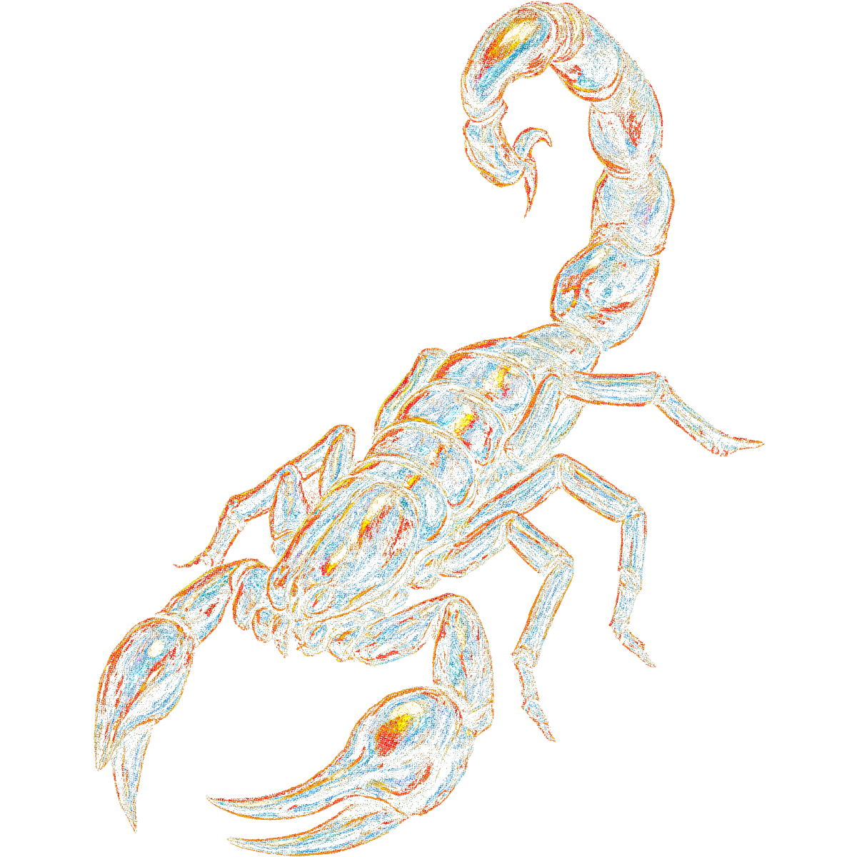 Dessin stylisé scorpion en couleurs pâles