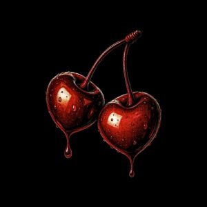 Deux cerises rouges avec gouttes