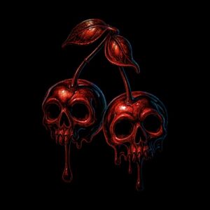 Deux cerises têtes de mort dégoulinantes