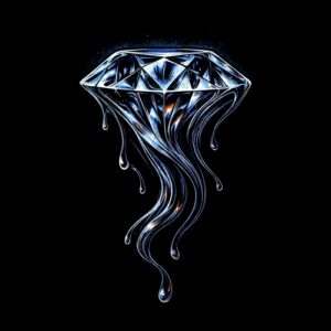 Diamant stylisé coulant gouttes bleues