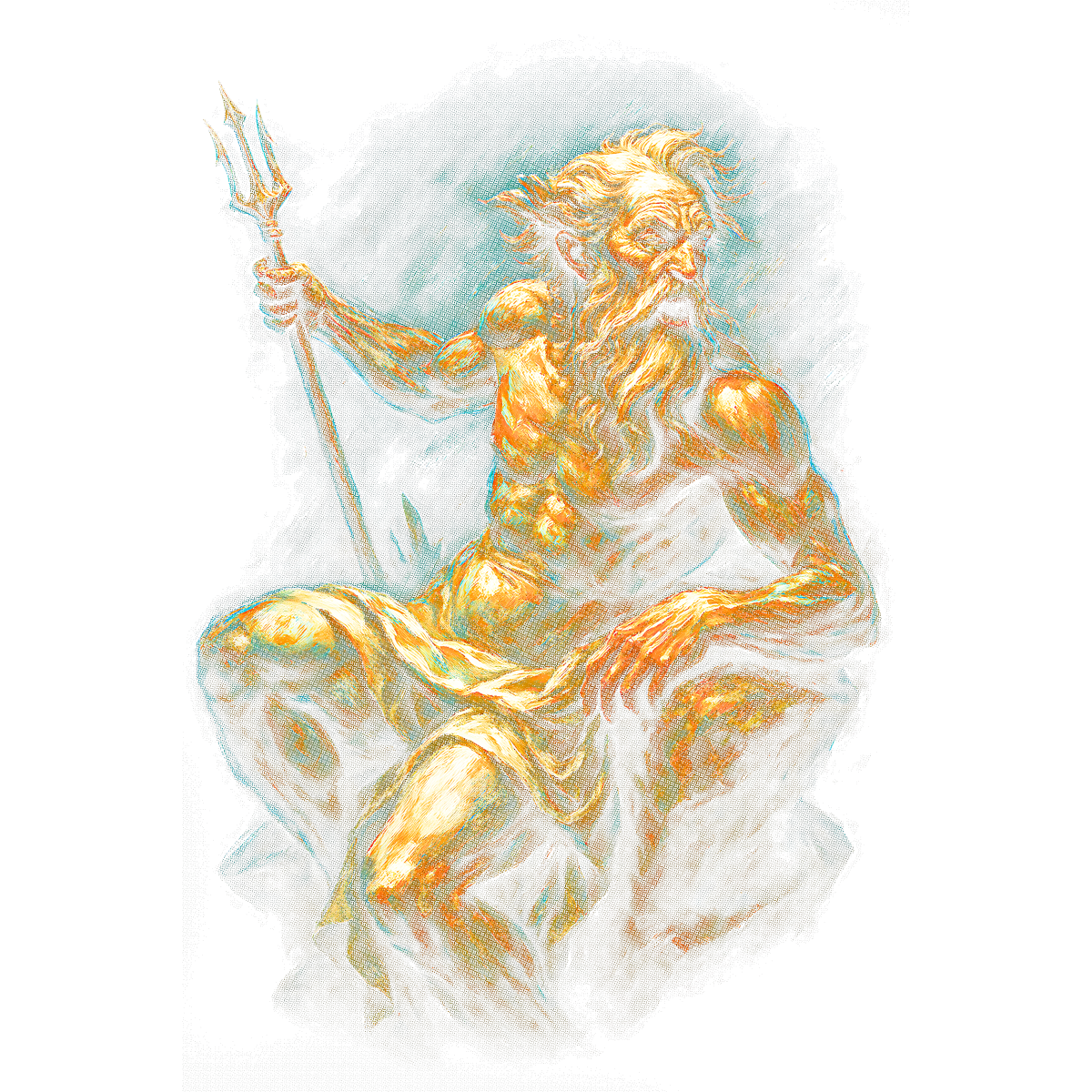 Dieu barbu trident marin mythologie