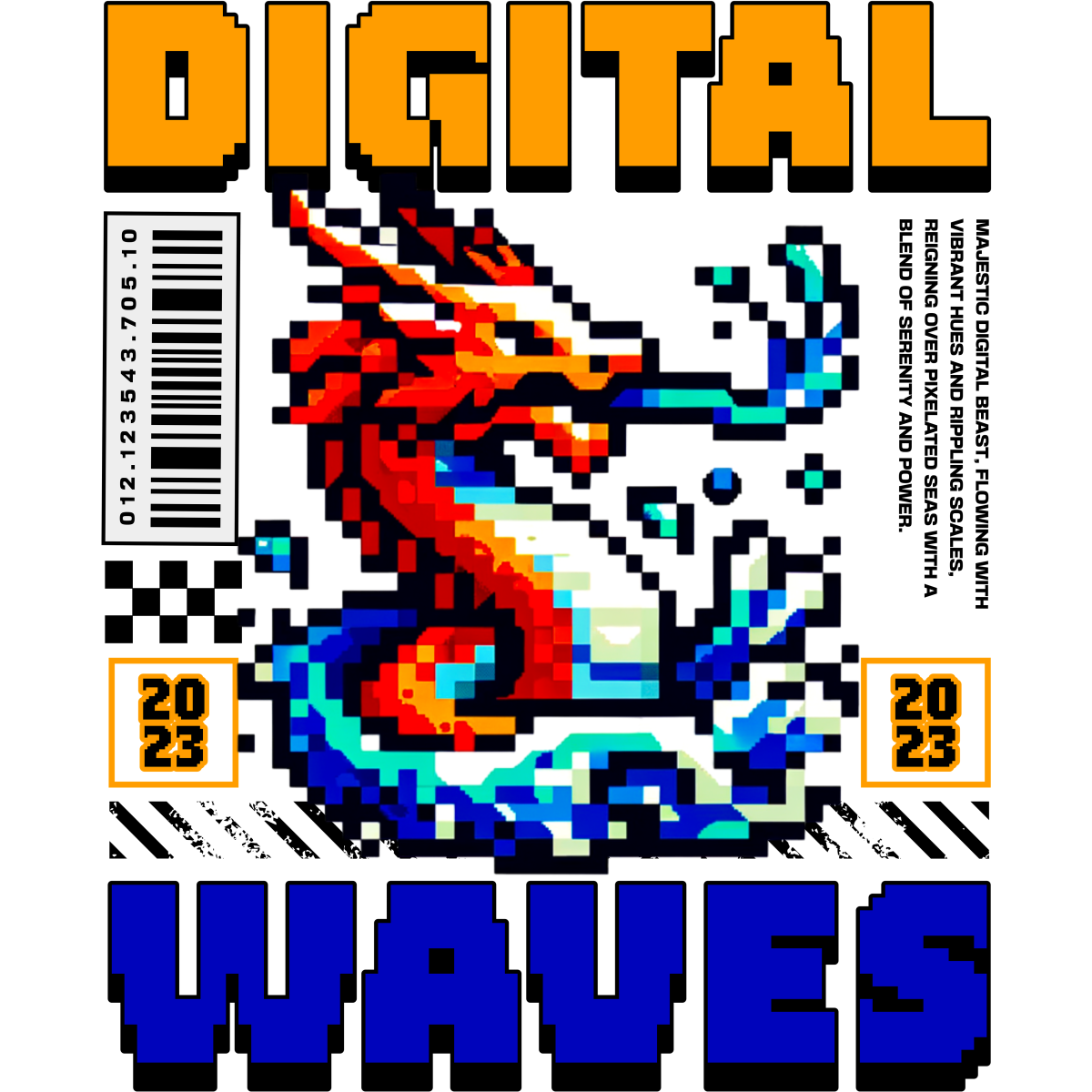 Dragon pixel art nageant vague