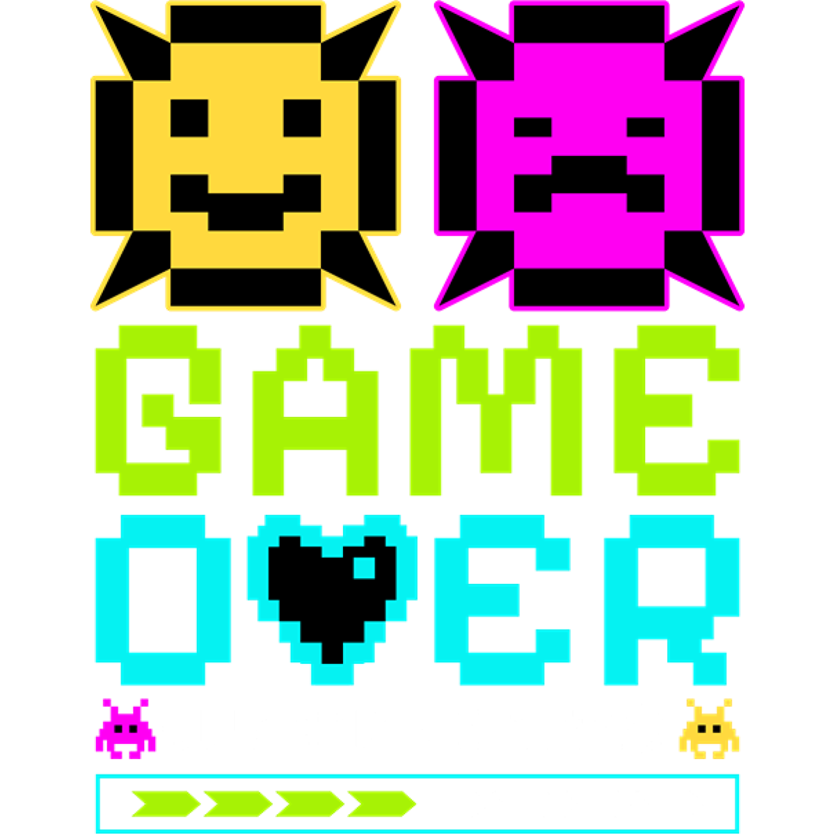 Emoji pixel art game over amour