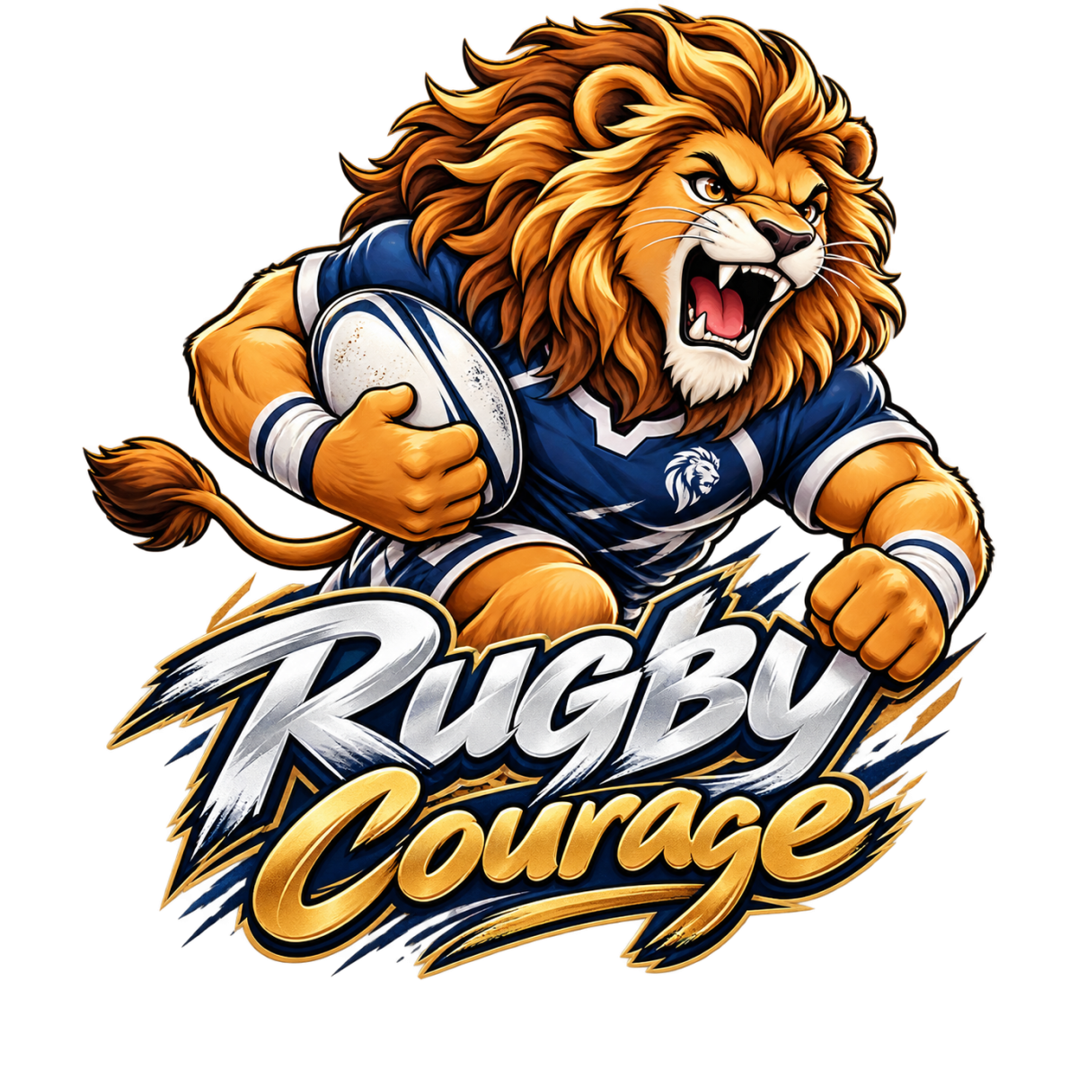 Enfant Rugby Courage Lion