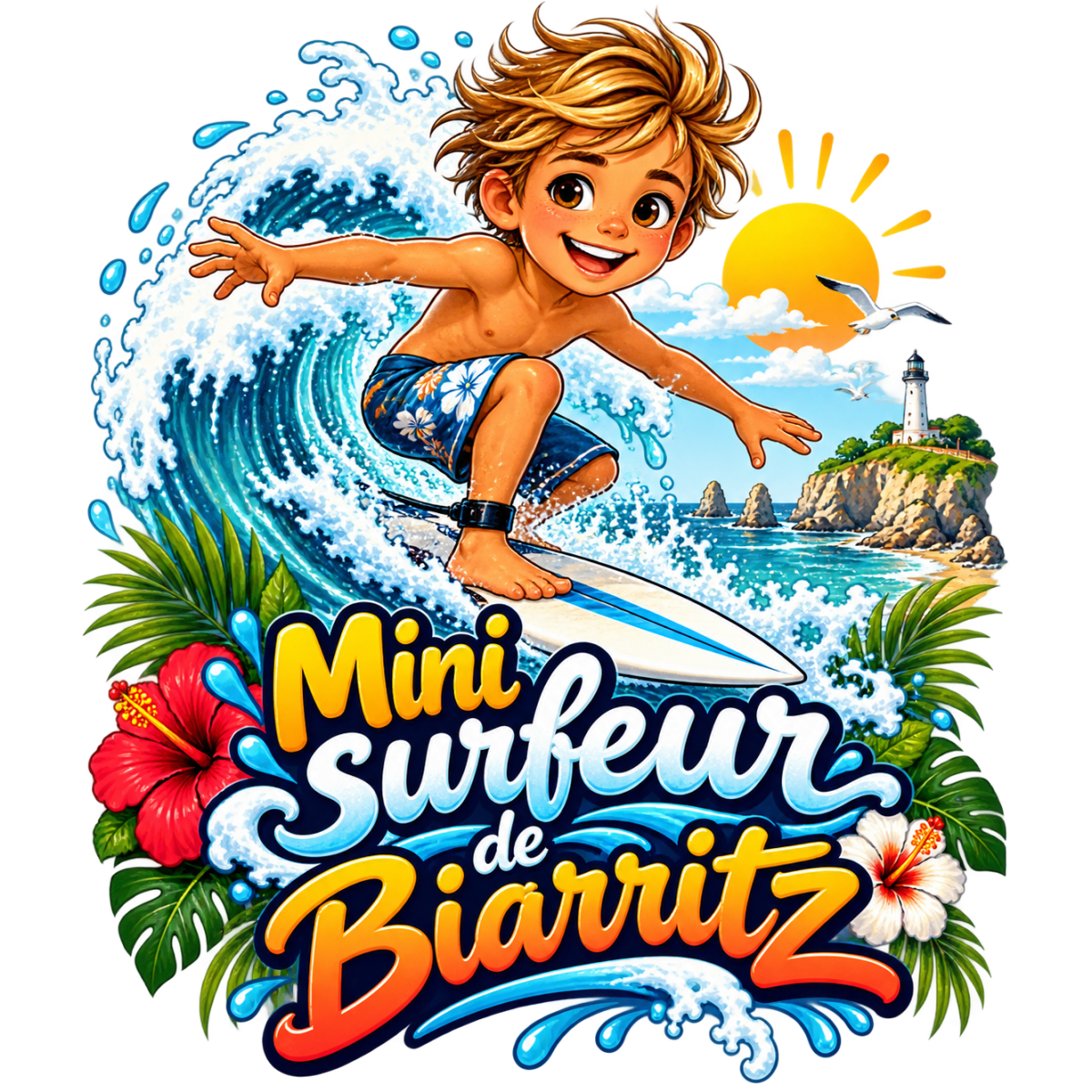 Enfant Surfeur Biarritz Vague
