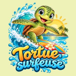 Enfant Tortue Surf Vague