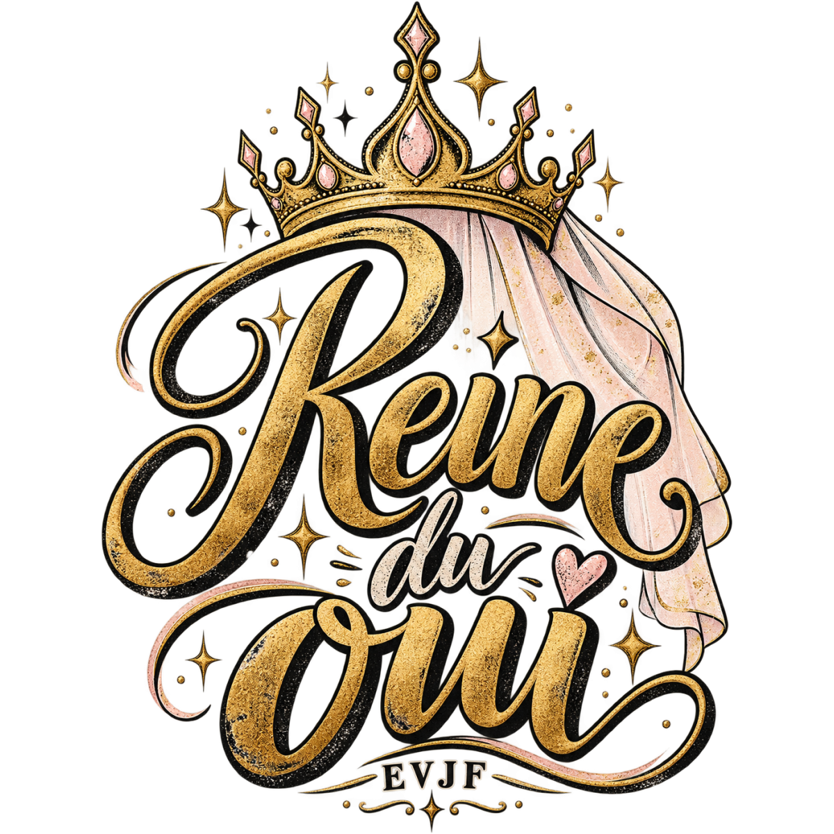 Evjf Reine Couronne Voile Dore