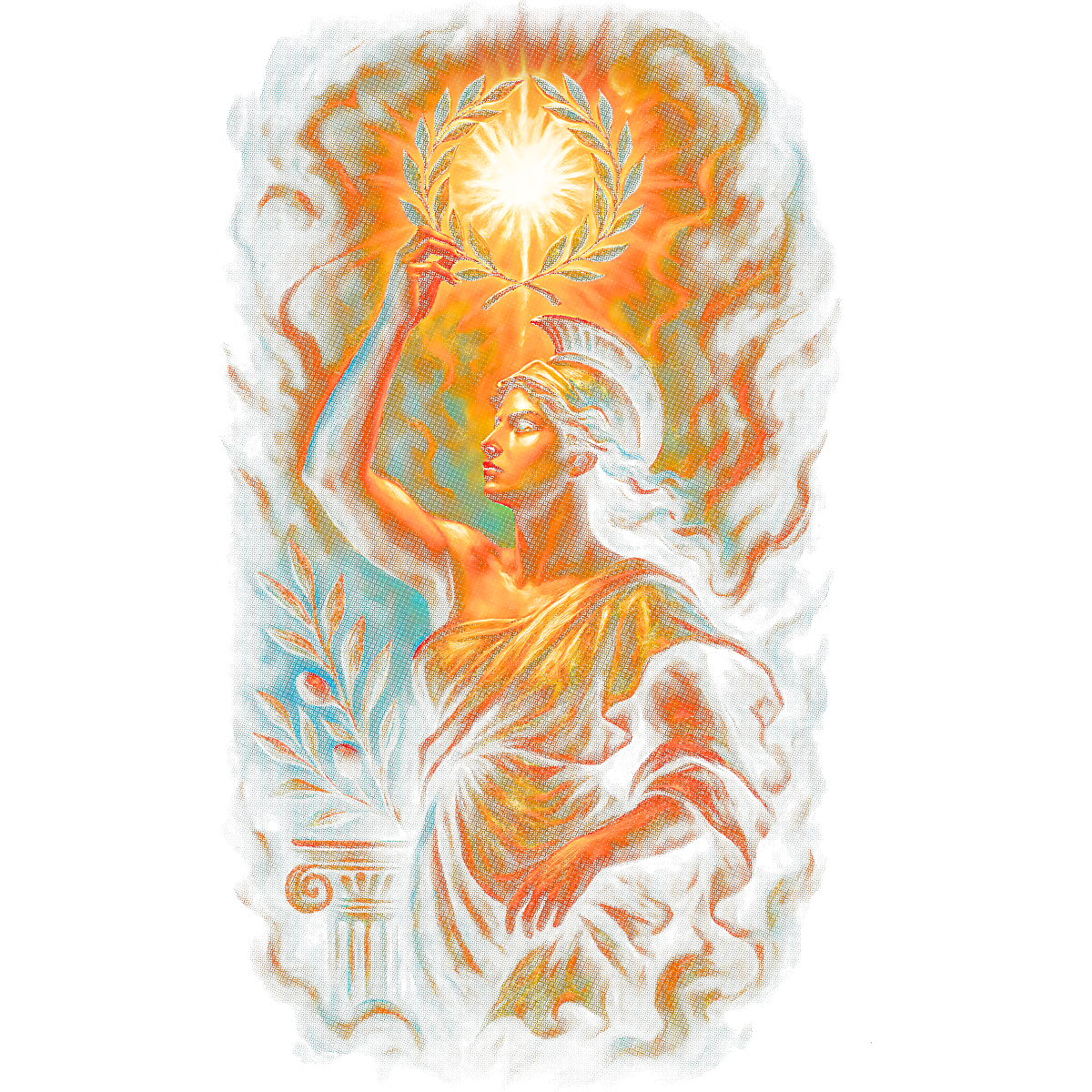 Femme antique lumière couronne laurier