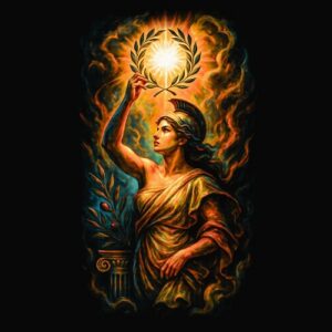 Femme antique lumière couronne laurier