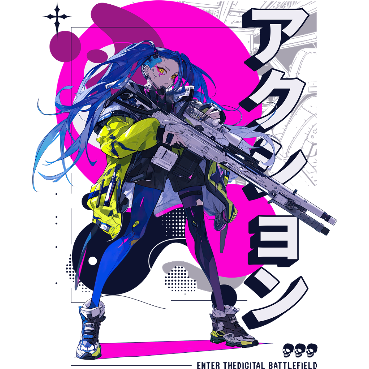 Femme armée tenue moderne colorée