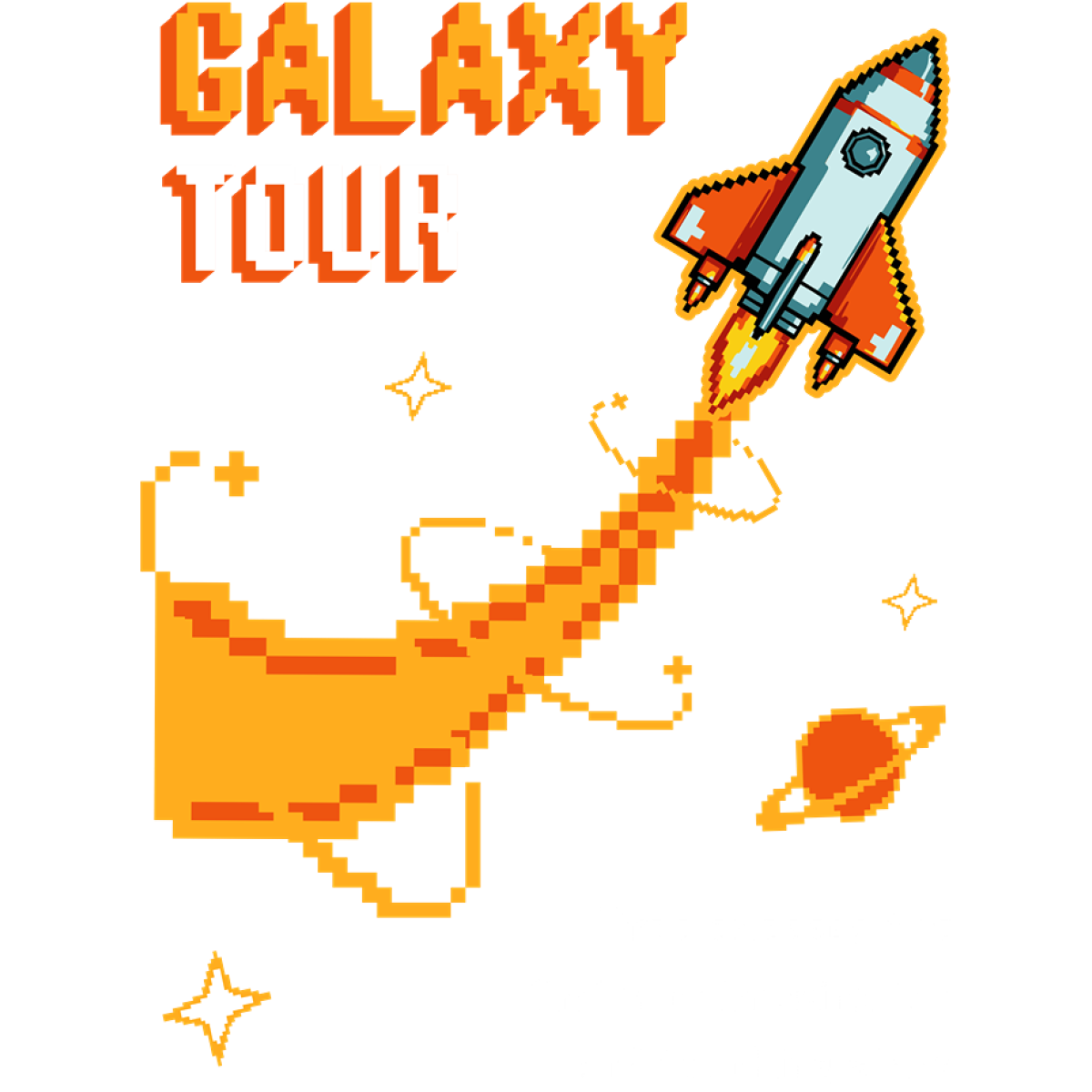 Fusée pixel art lancé vers espace