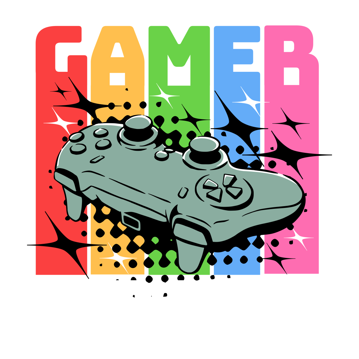 Gamer Manette de jeu colorée style rétro