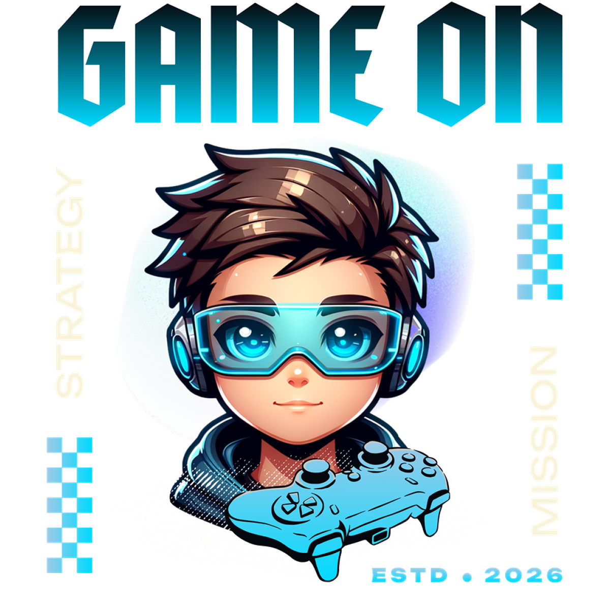 Garçon casque lunettes manette jeu vidéo