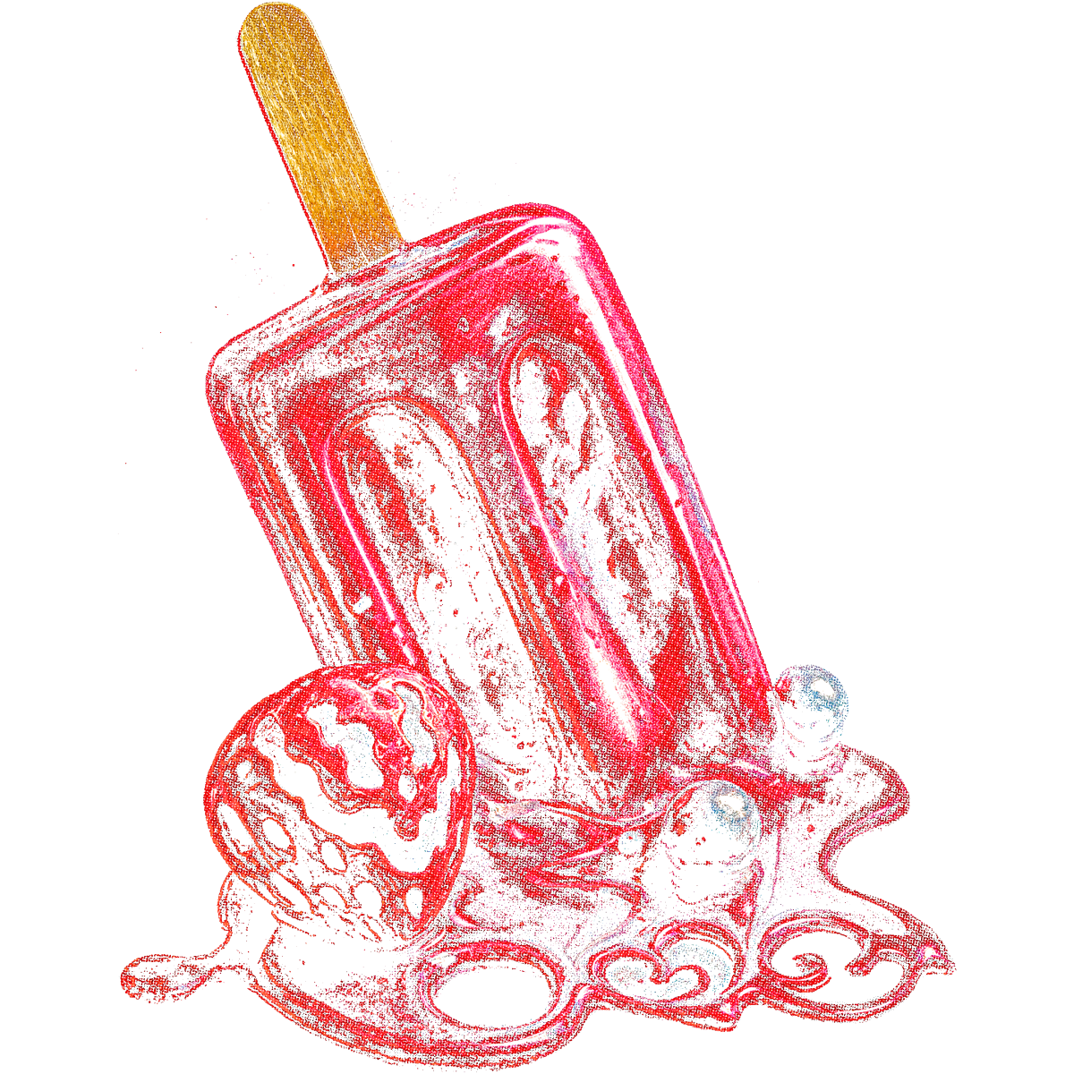 Glace rouge fruit fraise fondue glace bâtonnet