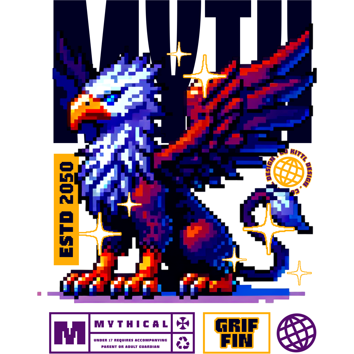 Griffon pixel art couleurs vives