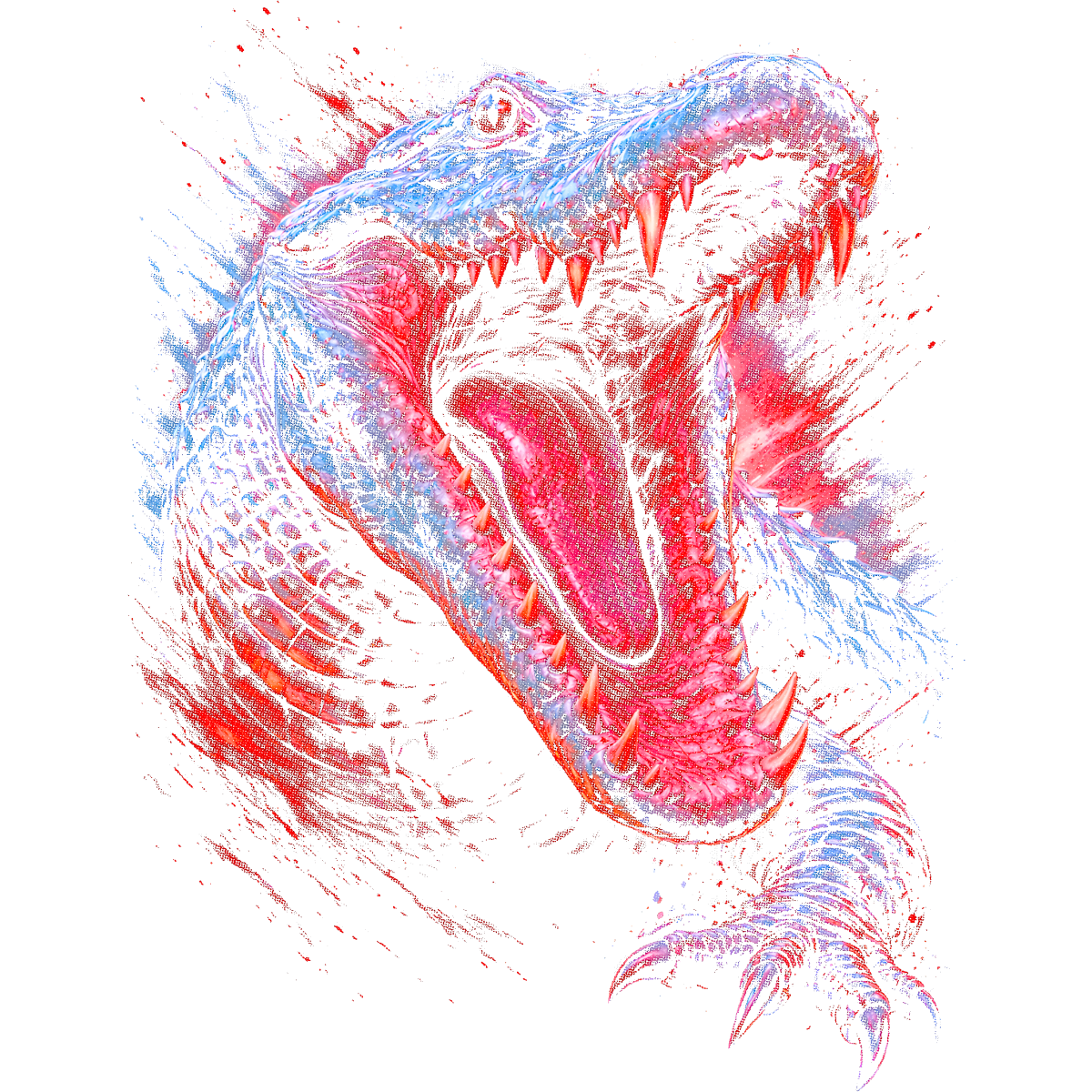 Gros plan gueule crocodile ouverte rugissant