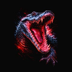 Gros plan gueule crocodile ouverte rugissant