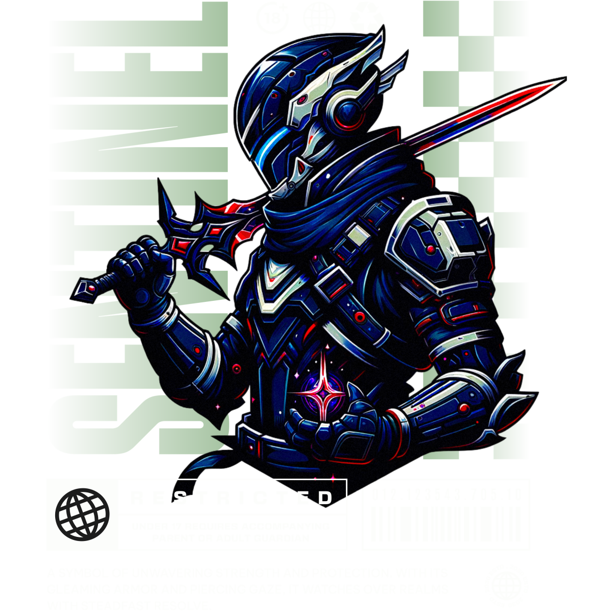 Guerrier futuriste en armure technologique