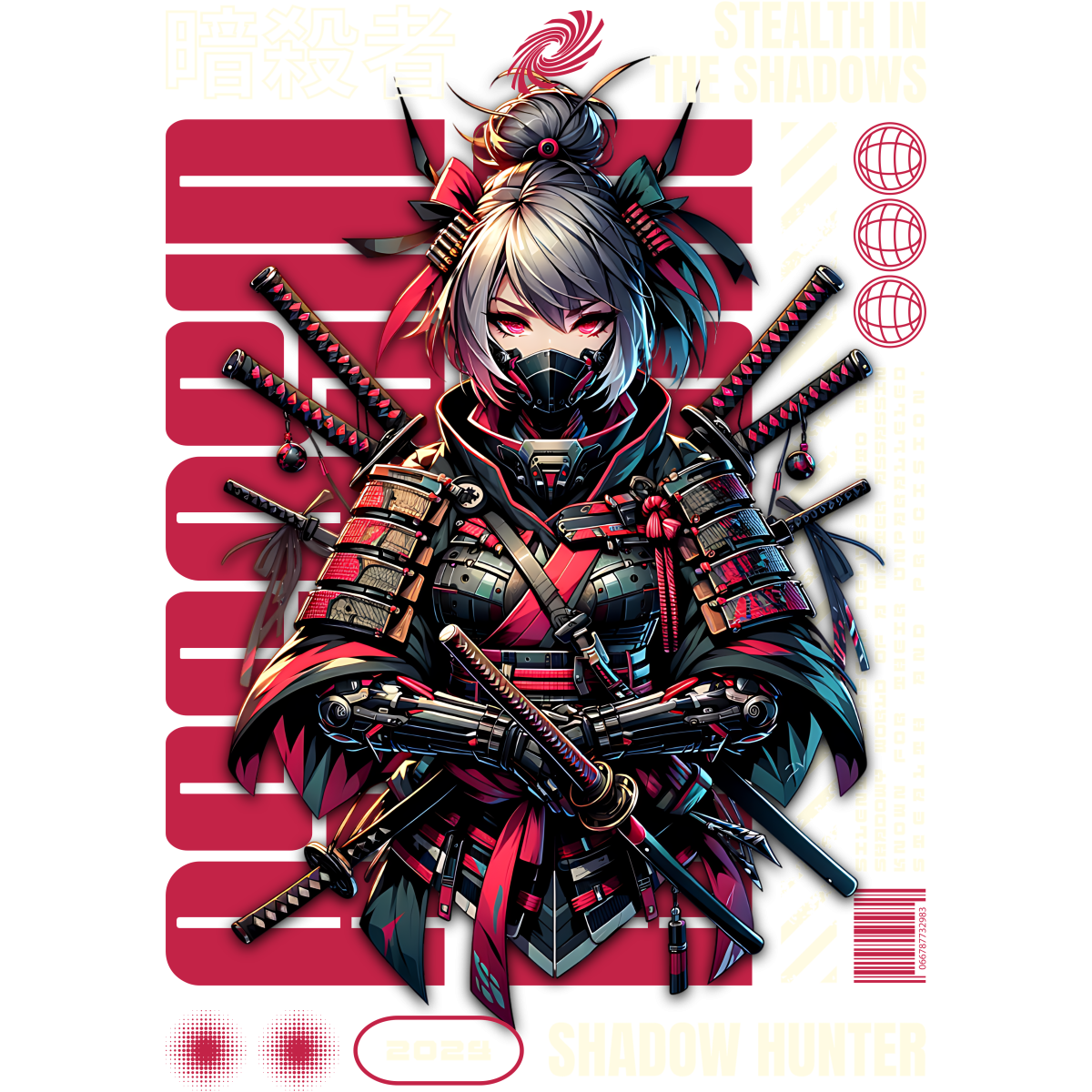 Guerrière samouraï cybernétique armée katana
