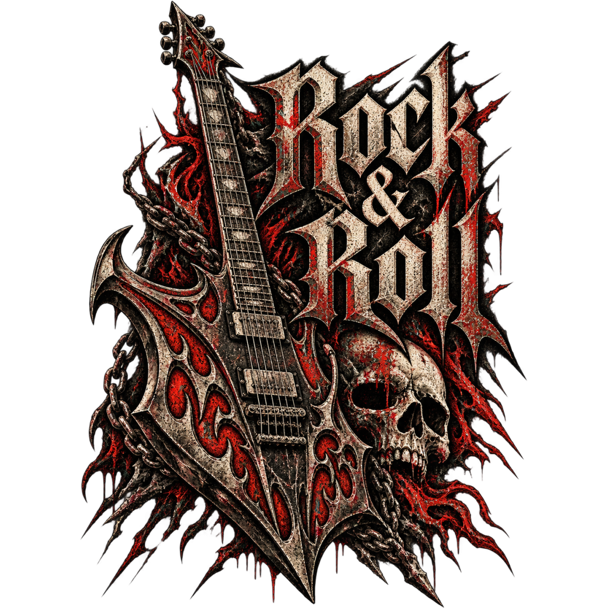 Hardrock Guitare Chaines Crane Rouge