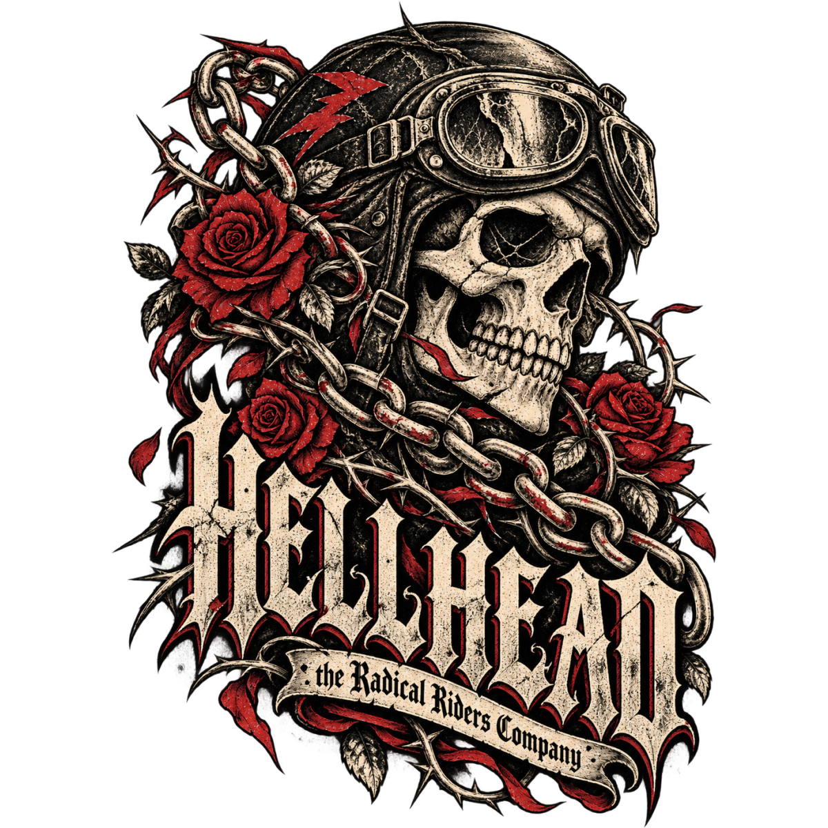 Hellhead Crane Casque Chaine Roses