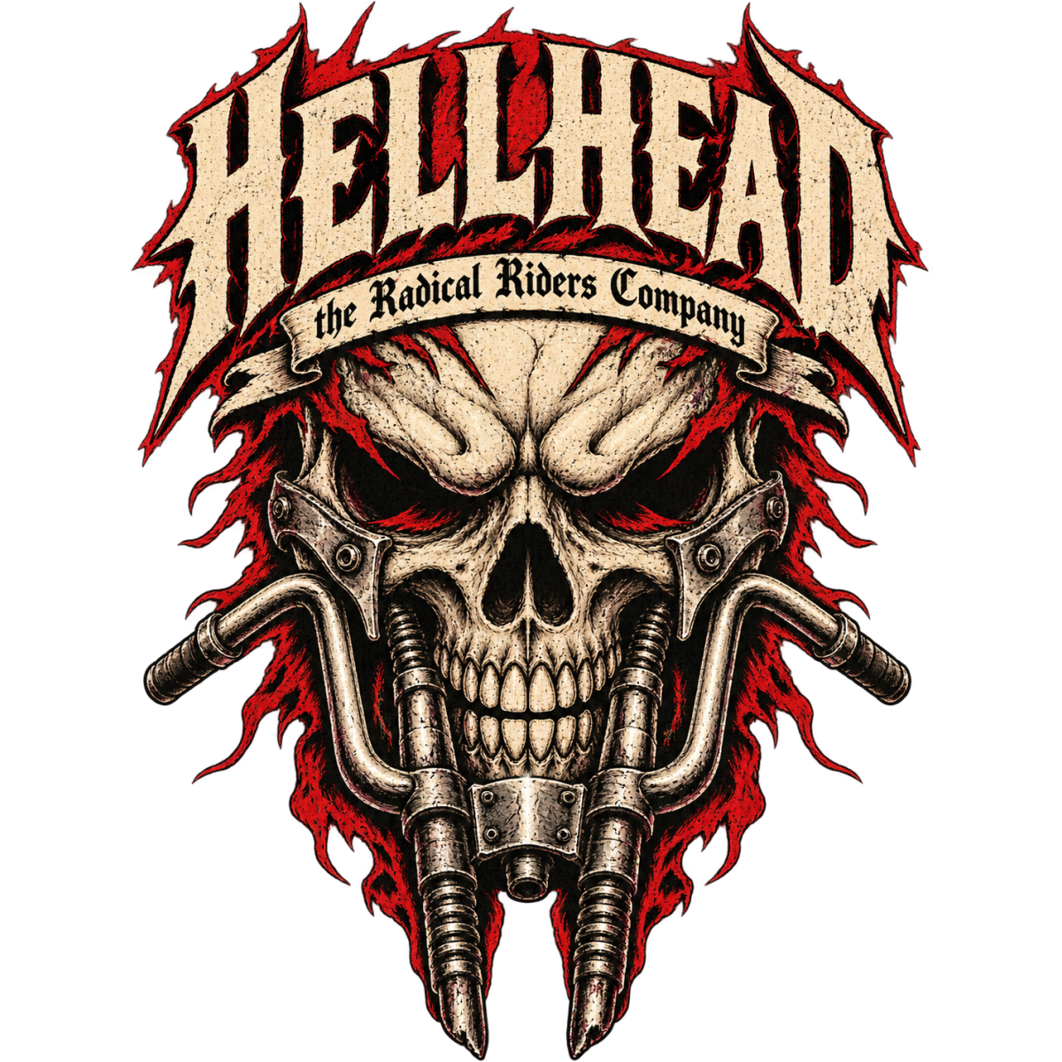 Hellhead Crane Guidon Flammes Rouges