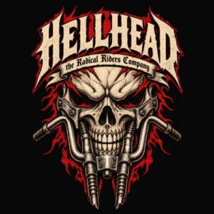 Hellhead Crane Guidon Flammes Rouges