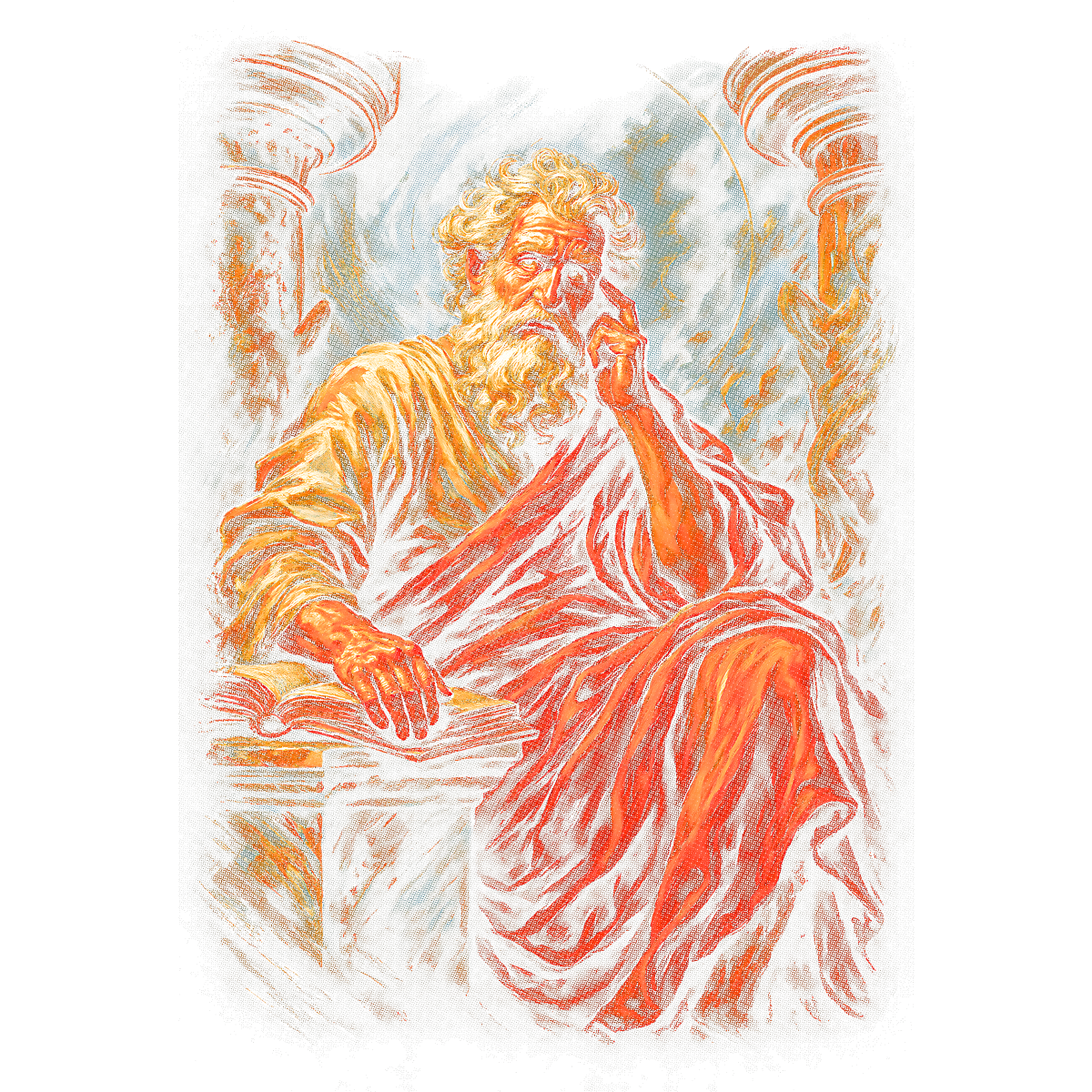 Homme ancien penseur assis livre