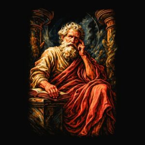 Homme ancien penseur assis livre