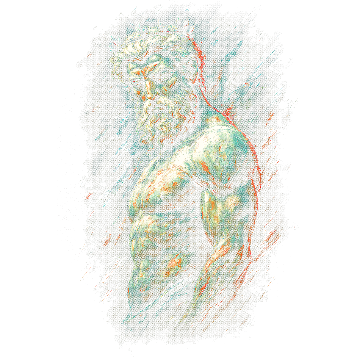 Homme barbu musclé style croquis