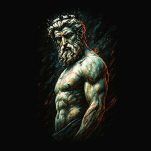 Homme barbu musclé style croquis