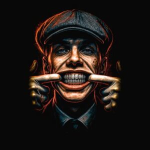 Homme casquette sourire exagéré doigts