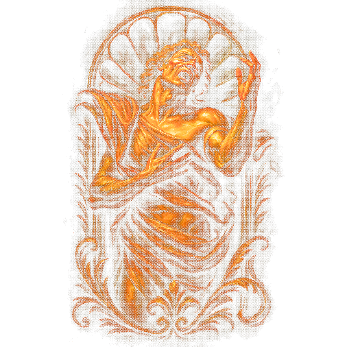 Homme en extase lumière orange