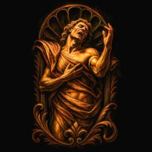 Homme en extase lumière orange