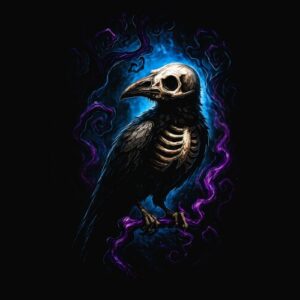 Horreur Corbeau Squelette Fumee Violette