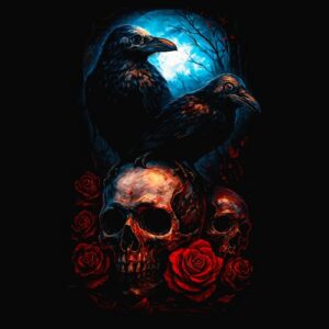 Horreur Corbeaux Cranes Roses Noires