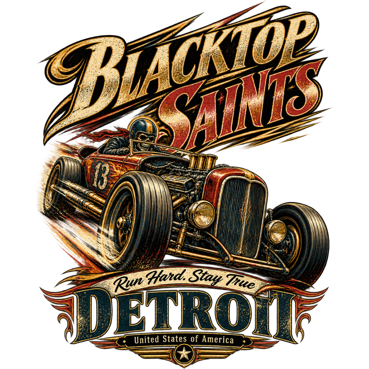 Hotrod Blacktop Saints Detroit Roadster
