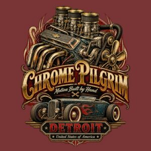 Hotrod Chrome Pilgrim Detroit Engine