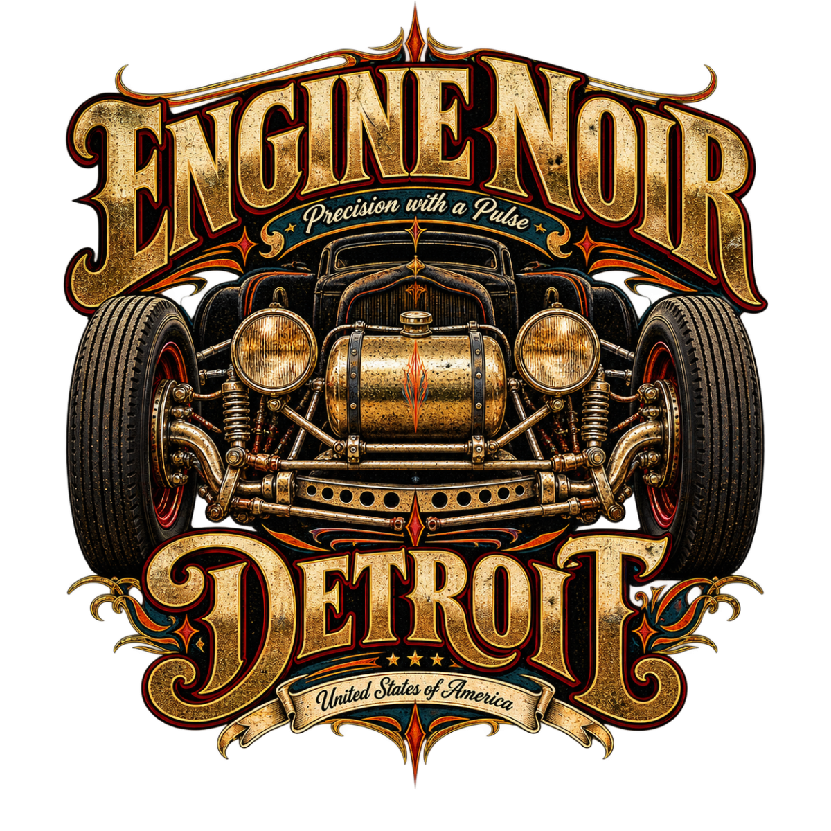 Hotrod Engine Noir Detroit Axle