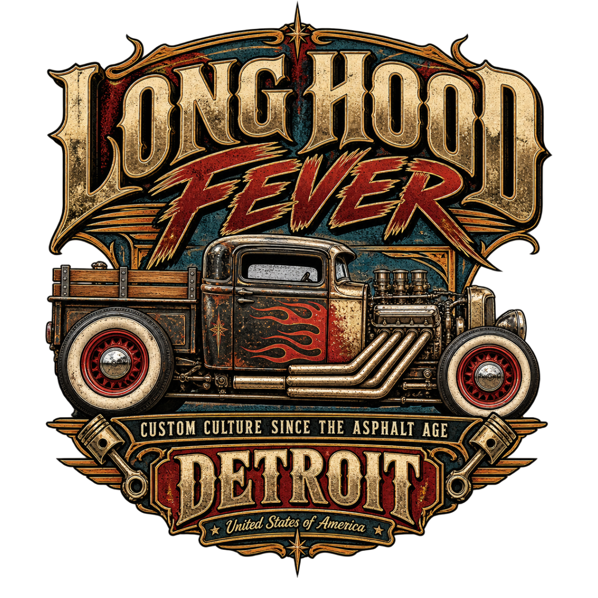 Hotrod Long Hood Detroit Pickup