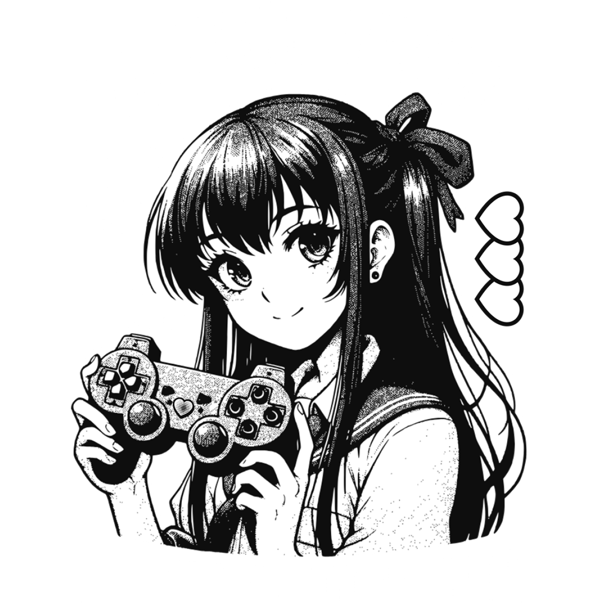 Jeune fille manga manette jeux vidéo