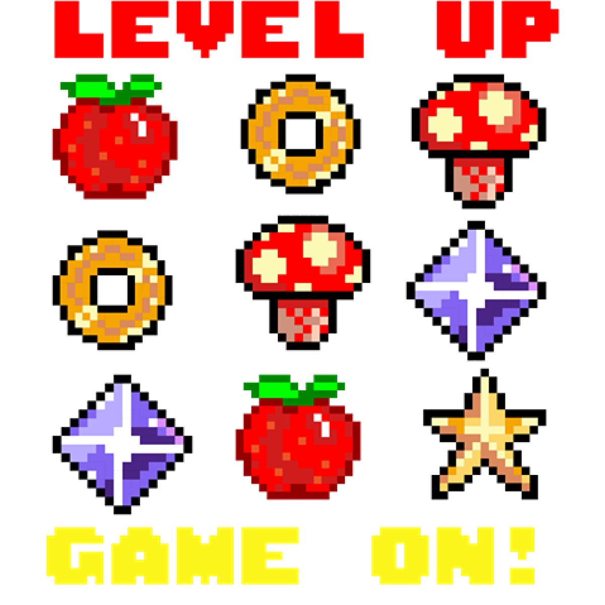 Level Up pixel art objets jeu vidéo