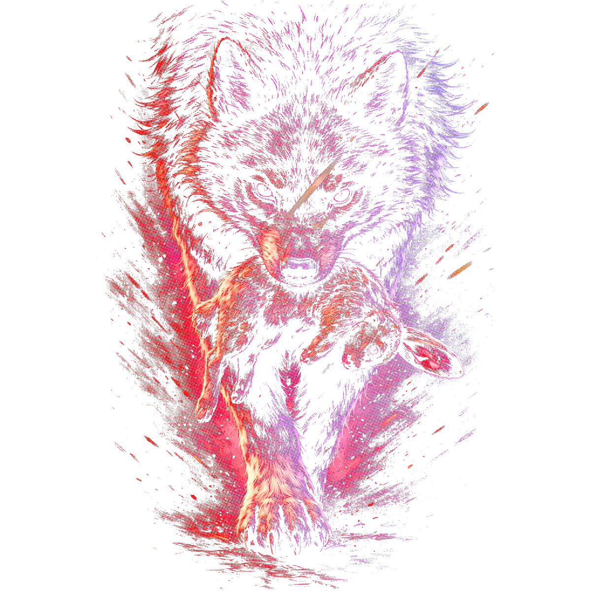 Loup courant tenant un lièvre